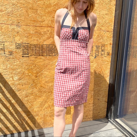 Cop Copine Red Gingham Checkered Halter Dress - Picture 4 of 4